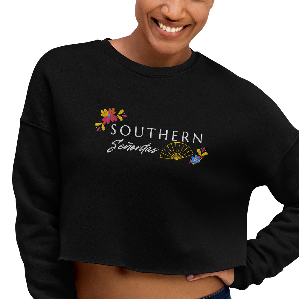 Fan Fusion Embroidered Front and Print Back Crop Sweatshirt