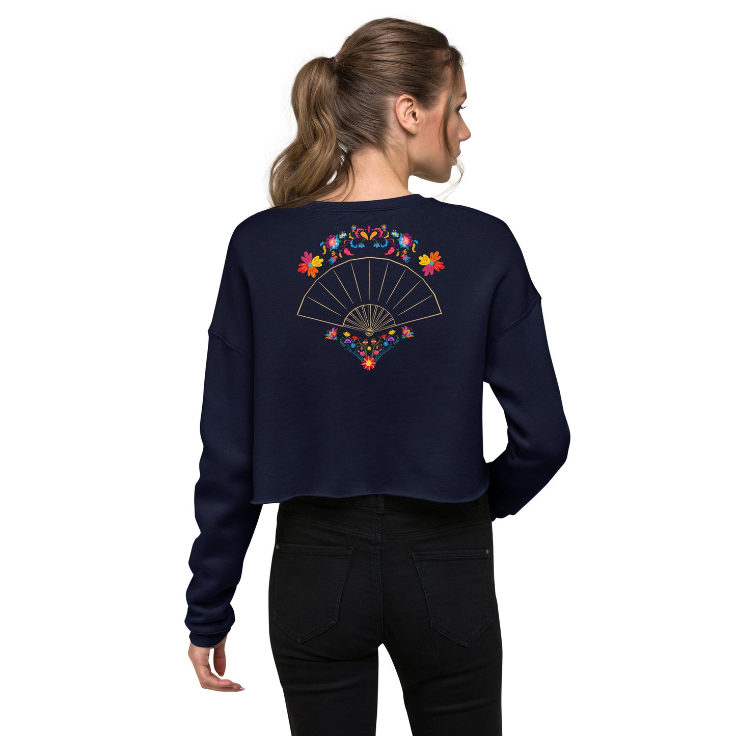 Fan Fusion Embroidered Front and Print Back Crop Sweatshirt