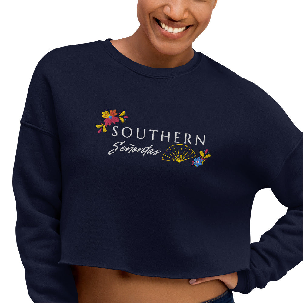 Fan Fusion Embroidered Front and Print Back Crop Sweatshirt