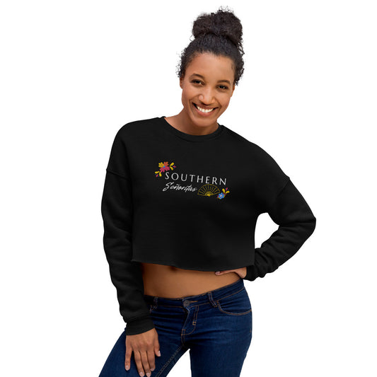 Fan Fusion Embroidered Front and Print Back Crop Sweatshirt